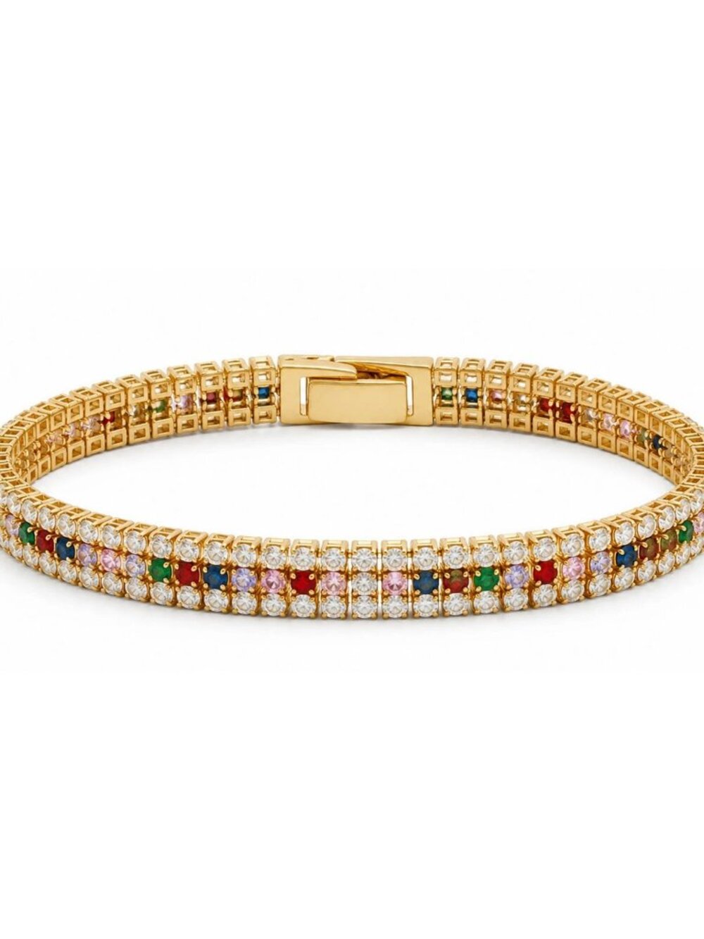 Created Multistone Tennis Bracelet 14k Yellow Gold Plated